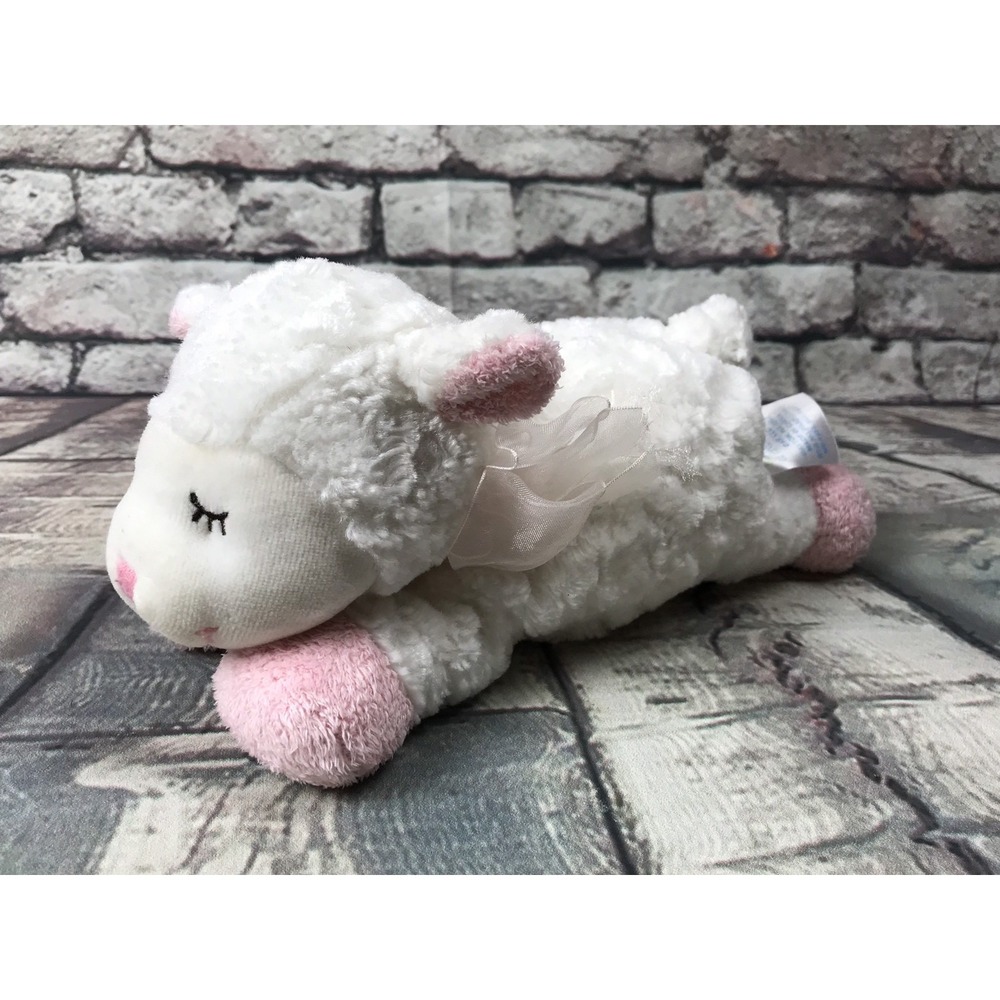 Kids Preferred Plush White Lamb Sheep Rattle w/ Bow Baby Girl Toy